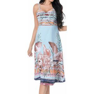 Dina Weis Small Women's Summer Casual Floral Print Beach Spaghetti Strap